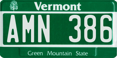 VT license plate AMN386