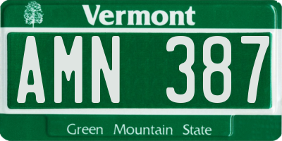 VT license plate AMN387