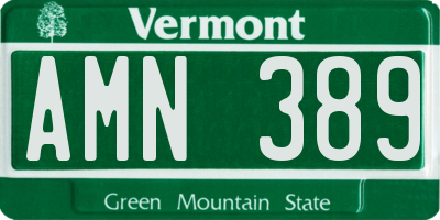 VT license plate AMN389