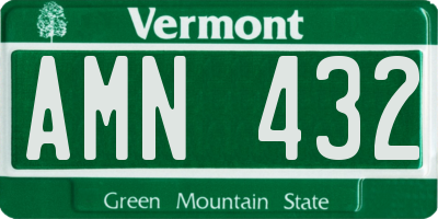 VT license plate AMN432