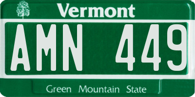 VT license plate AMN449