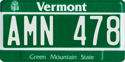 VT license plate AMN478
