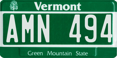 VT license plate AMN494