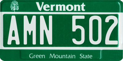 VT license plate AMN502