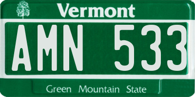 VT license plate AMN533