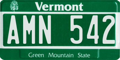 VT license plate AMN542
