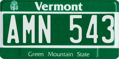 VT license plate AMN543