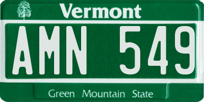 VT license plate AMN549