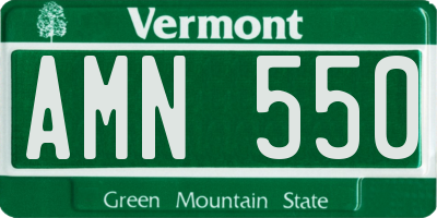 VT license plate AMN550