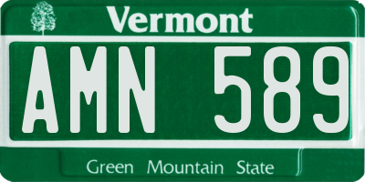 VT license plate AMN589