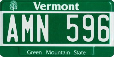 VT license plate AMN596