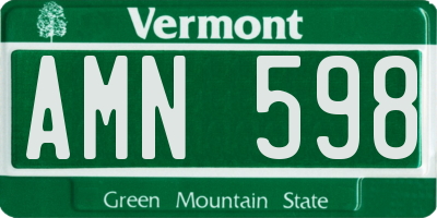 VT license plate AMN598