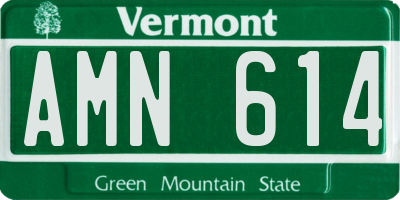 VT license plate AMN614