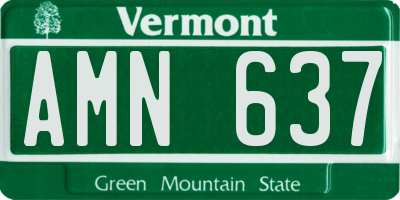 VT license plate AMN637