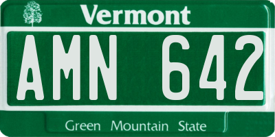 VT license plate AMN642