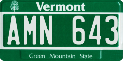 VT license plate AMN643