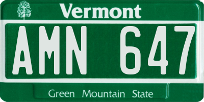 VT license plate AMN647