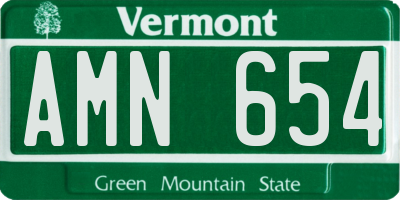 VT license plate AMN654