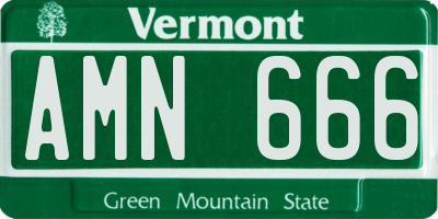 VT license plate AMN666