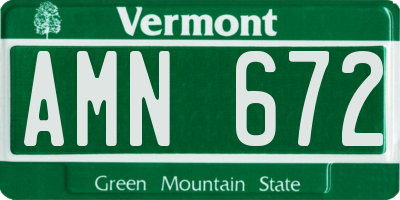 VT license plate AMN672