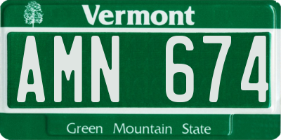 VT license plate AMN674