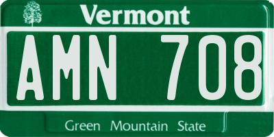 VT license plate AMN708