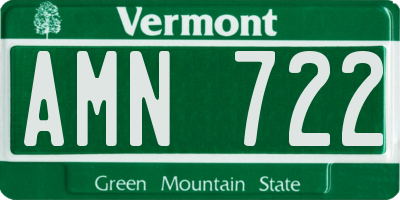 VT license plate AMN722