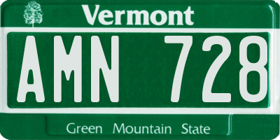 VT license plate AMN728