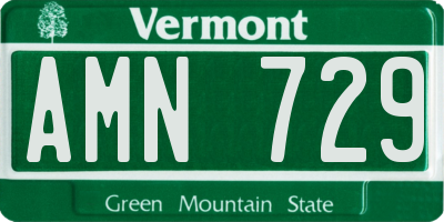 VT license plate AMN729