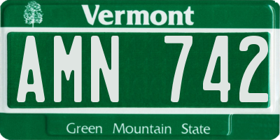 VT license plate AMN742