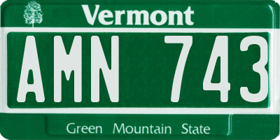 VT license plate AMN743