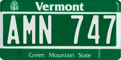 VT license plate AMN747