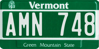 VT license plate AMN748