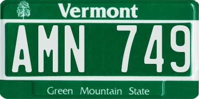VT license plate AMN749