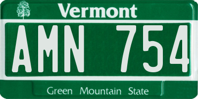 VT license plate AMN754