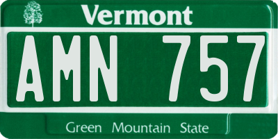 VT license plate AMN757