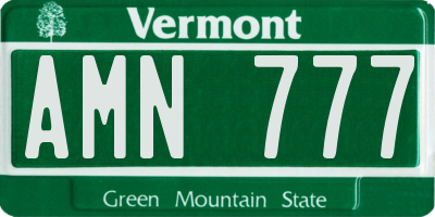 VT license plate AMN777