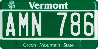 VT license plate AMN786