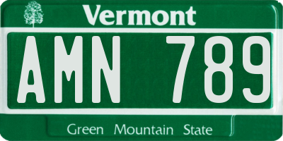 VT license plate AMN789