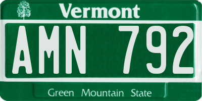 VT license plate AMN792