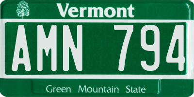 VT license plate AMN794