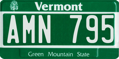 VT license plate AMN795