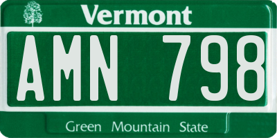 VT license plate AMN798