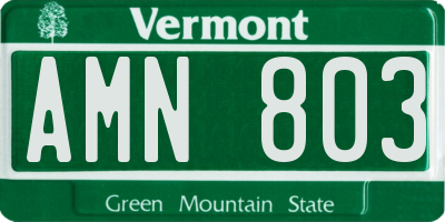 VT license plate AMN803
