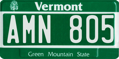 VT license plate AMN805