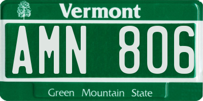VT license plate AMN806