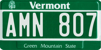 VT license plate AMN807