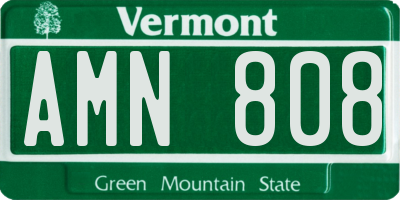 VT license plate AMN808