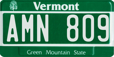 VT license plate AMN809
