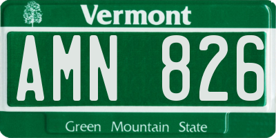 VT license plate AMN826